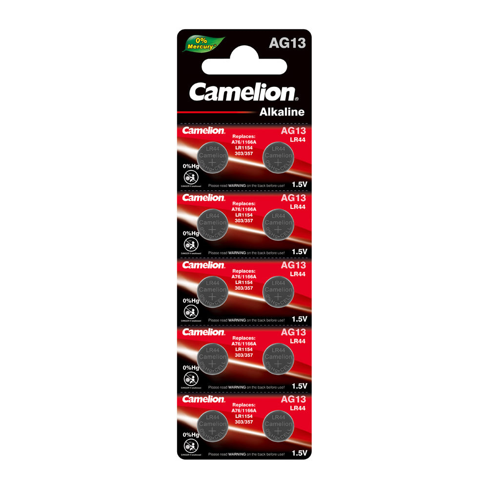 Camelion AG13 / G13 / LR44 / A76 / SR44W / GP76A / 357 (tres opciones de embalaje)