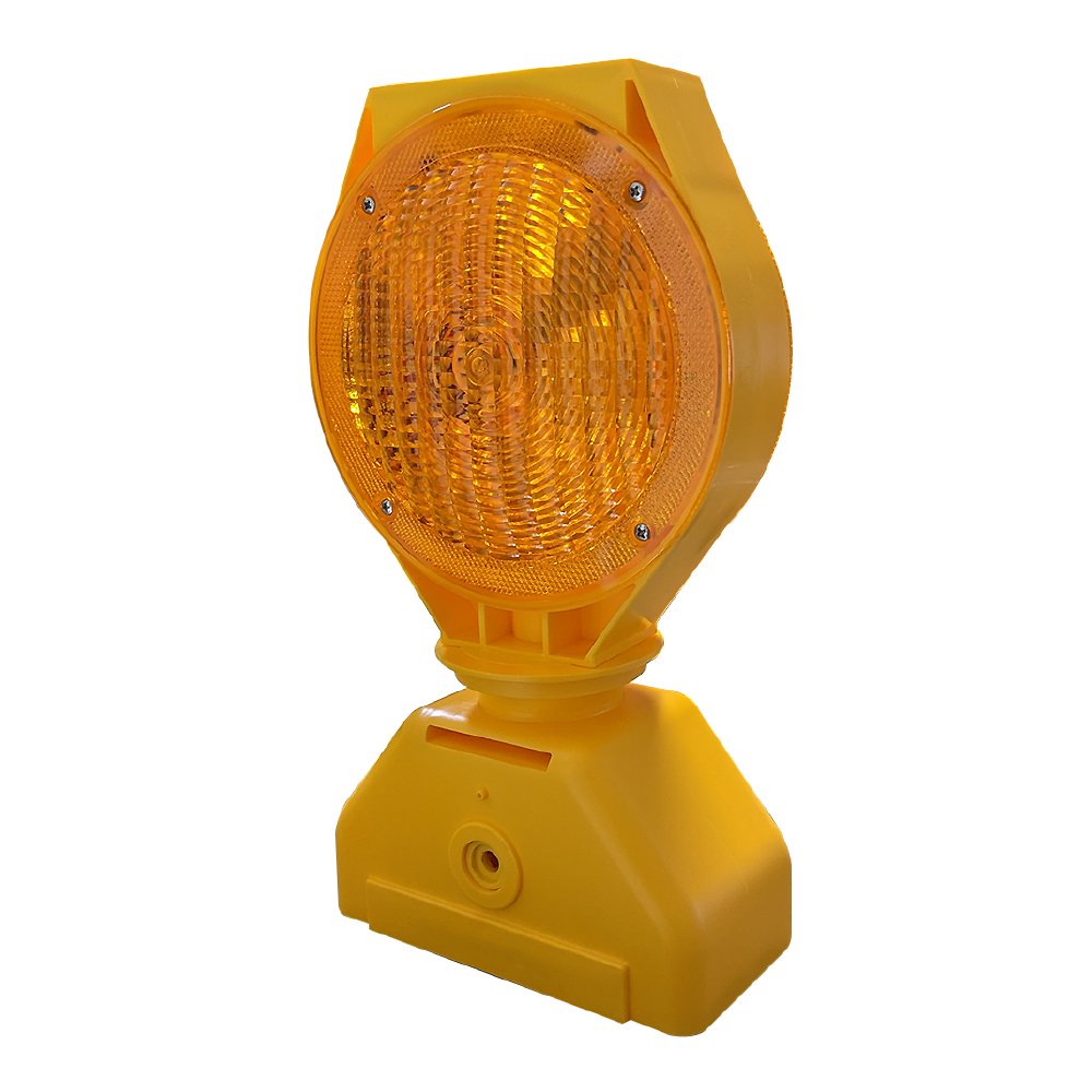 Battery Powered Amber LED Barricade Light 3-Way With 4 Alkaline D Sized Batteries