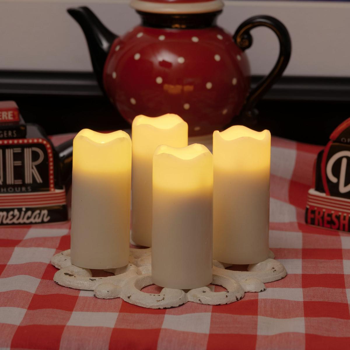 Flameless LED Votive Candles with Timer - Set of 4