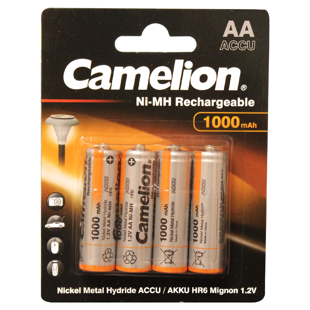Camelion AA Ni-Mh 1000 mAh Rechargeable Batteries 4 pack
