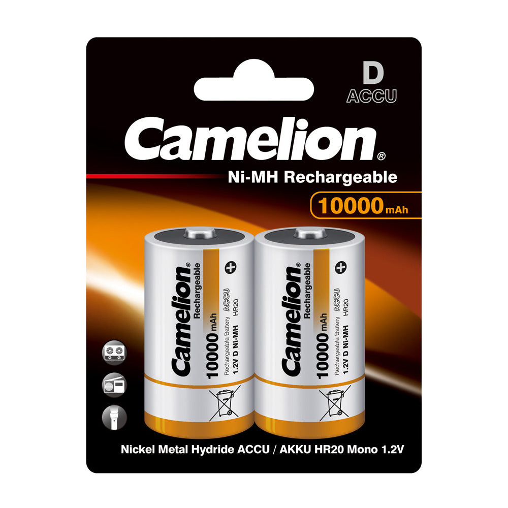 D Ni-MH 10,000mAh Rechargeable batteries 2 Pack