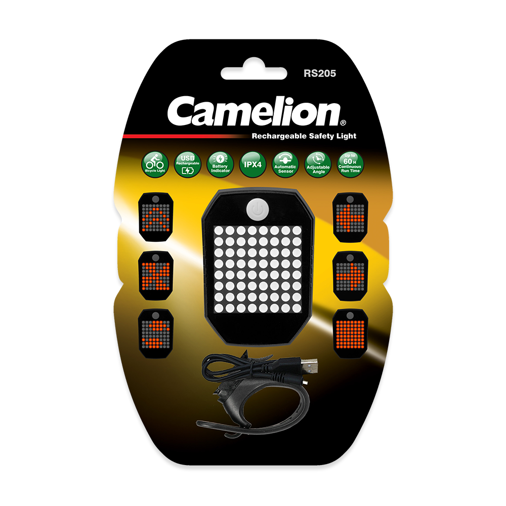 Camelion RS205 | Luz de señal de bicicleta LED trasera recargable