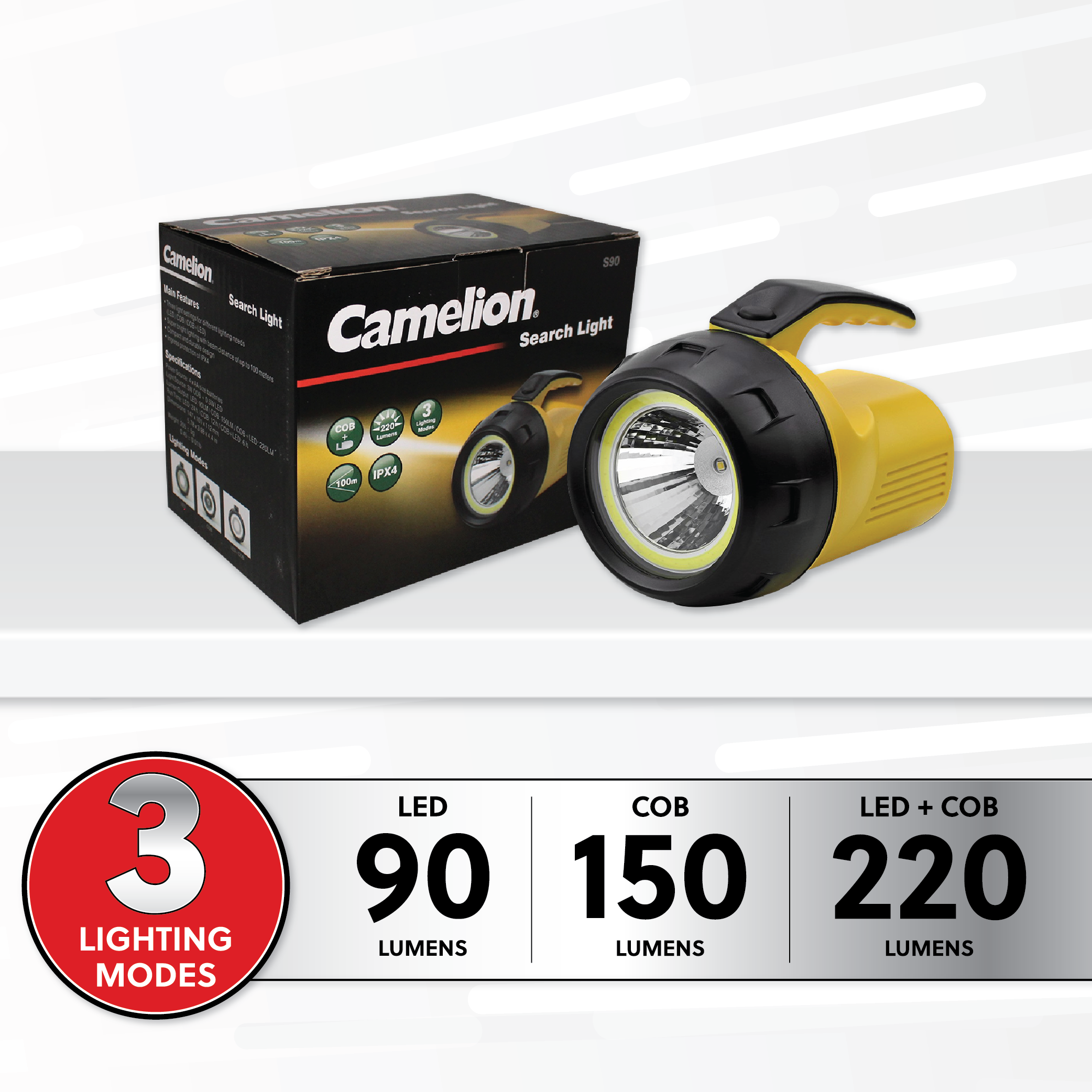 Camelion S90 | Battery Operated 3W COB LED Search Light