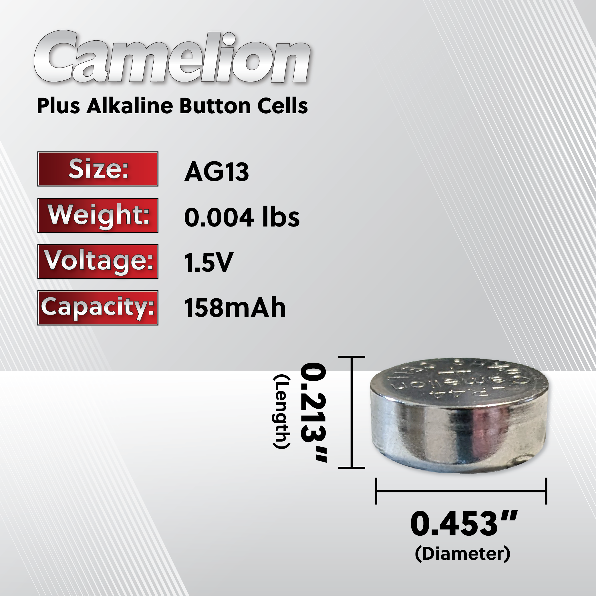 Camelion AG13 / G13 / LR44 / A76 / SR44W / GP76A / 357 (tres opciones de embalaje)