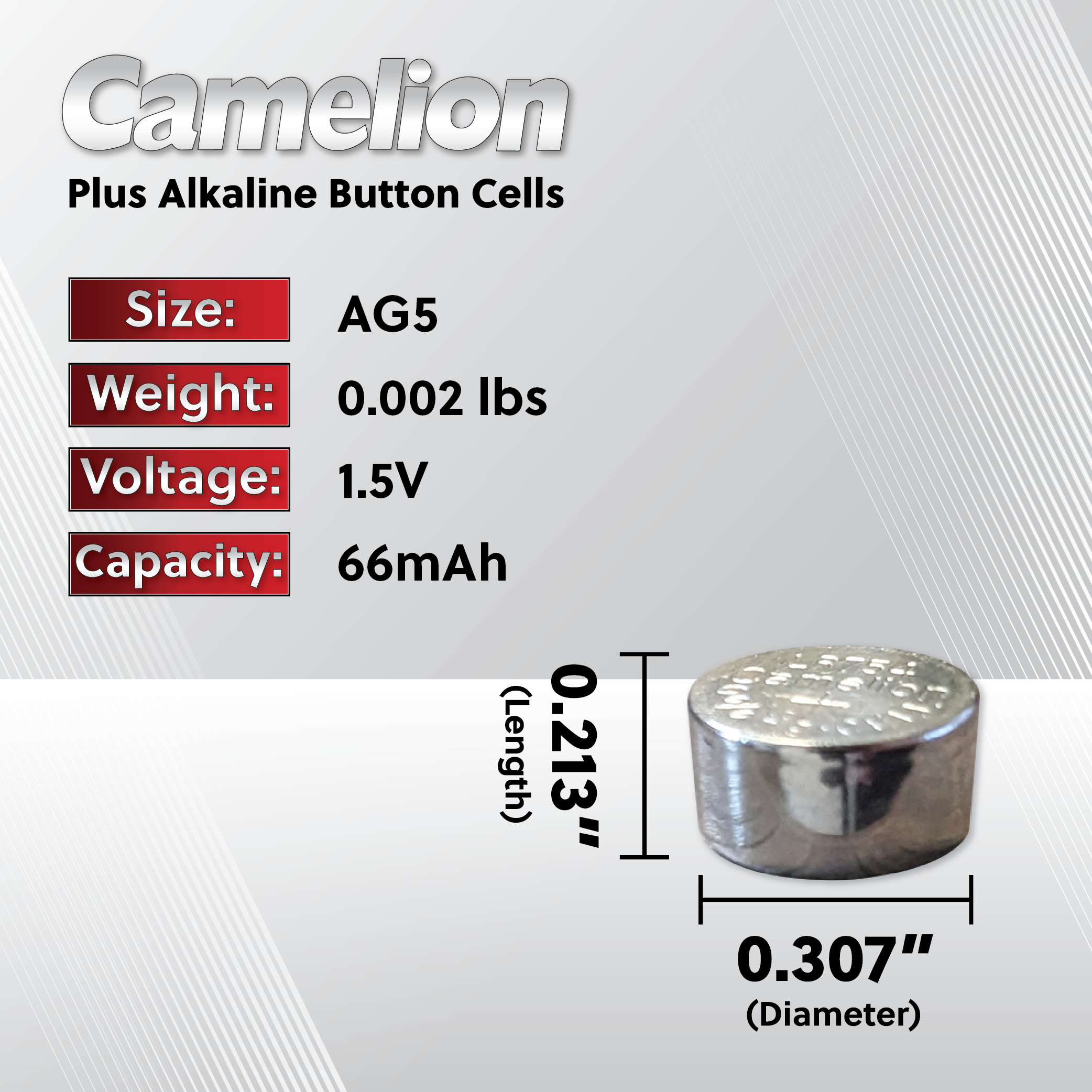 Camelion AG5 / 393 / LR754 1.5V Button Cell Battery (Two Packaging Options)