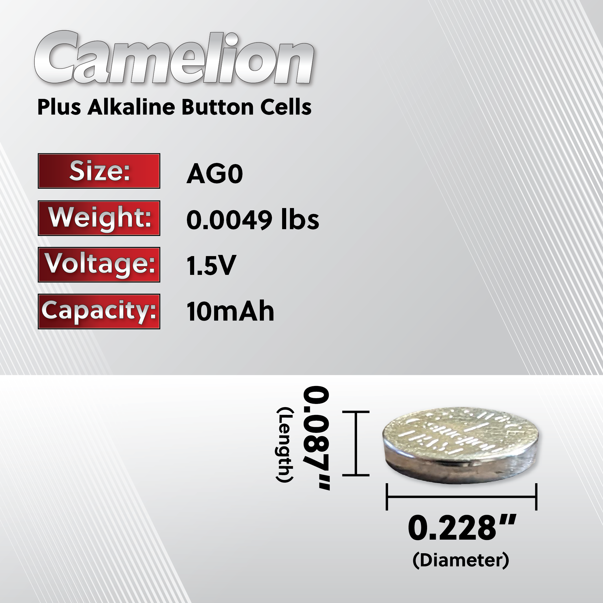 Camelion AG0 / 379 / LR521 1.5V Button Cell Battery (Two Packaging Options)