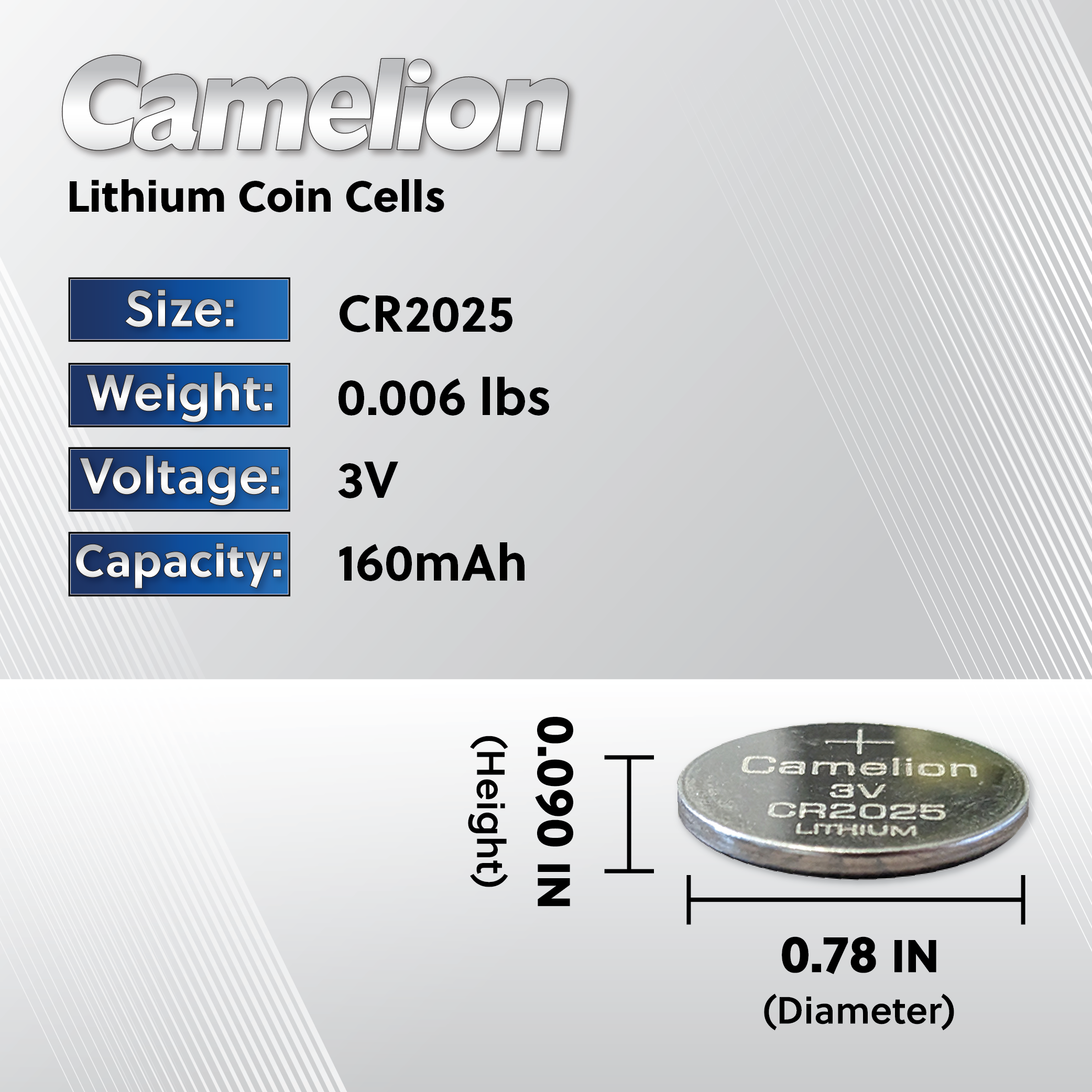 Camelion Batería de botón de litio CR2025 de 3 V (tres opciones de embalaje)