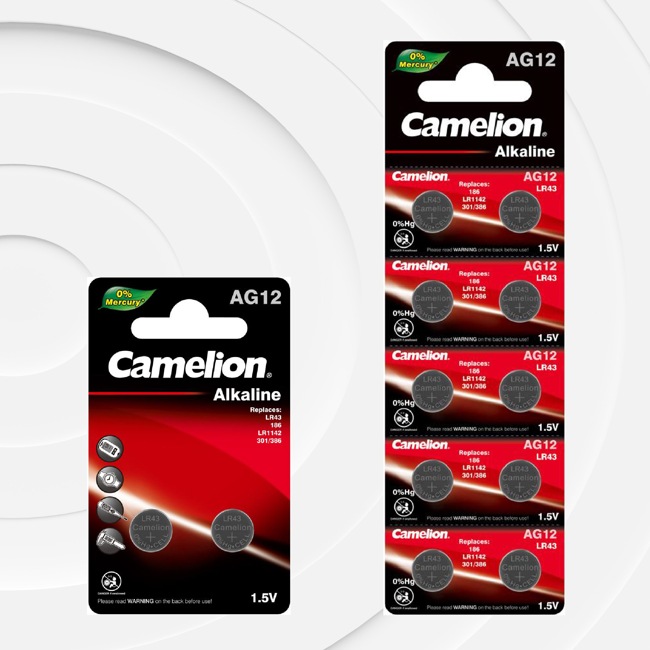 Camelion Batería de botón AG12 / 385 / LR43 de 1,5 V (dos opciones de embalaje)