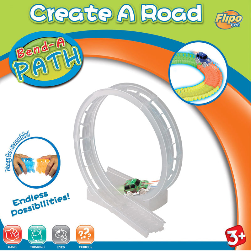 Bend A Path 360 Loop-de-Loop Clear Track Expansion Pack con SUV de truco verde de 5 LED