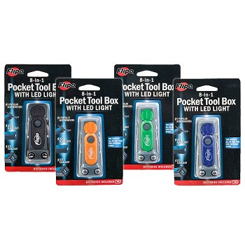 Caja de herramientas de bolsillo 8 en 1 con linterna LED y luz de trabajo