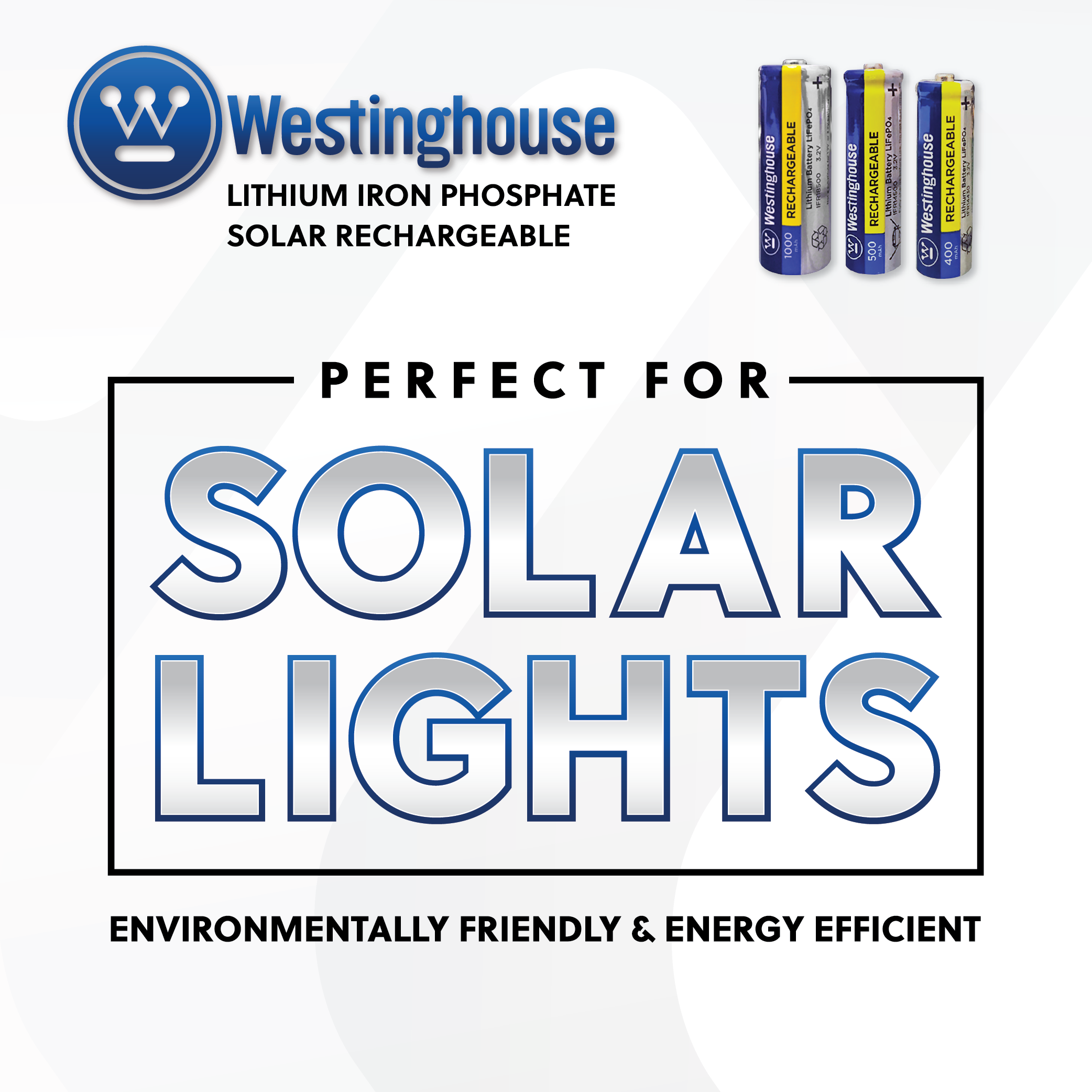 Westinghouse IFR18500 Lithium Iron Phosphate Solar Rechargeable Battery 1000mAh (Two Packaging Options)